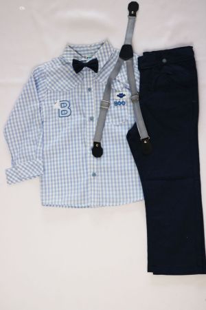 4pc Shirt Set With Pants, Suspenders And Bowtie For Boys